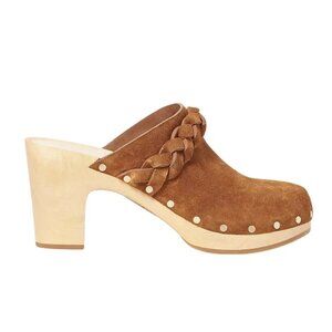$440 LOEFFLER RANDALL MERRIL CACAO HEELED BRAIDED CLOGS SLIDE SUEDE 41 (TE8)